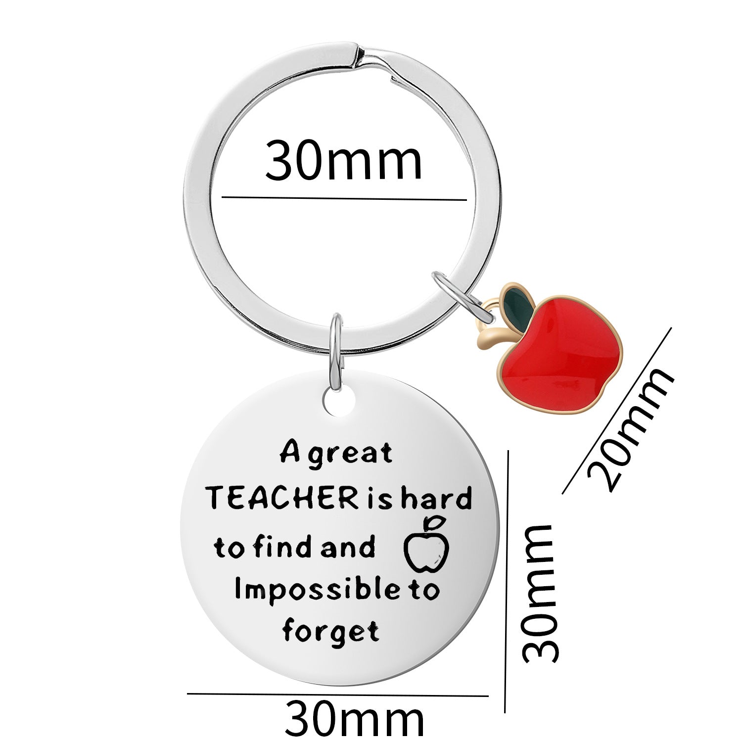 Wholesale Epoxy Apple Stainless Steel Disc Engraved Keychain