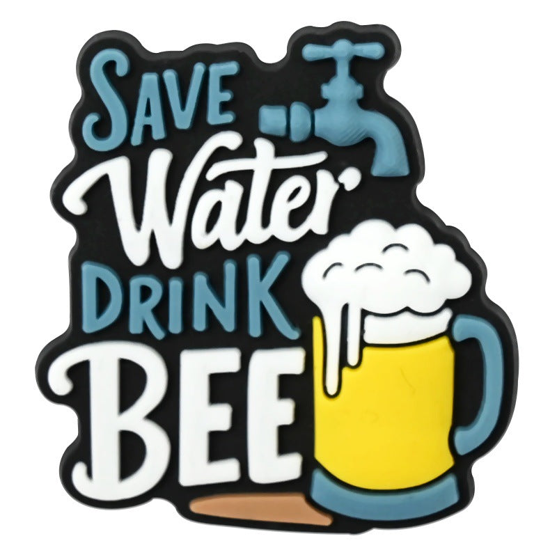 Wholesale  Random 100pcs e-commerce beer festival phrase series of clogs PVC Soft Rubber Shoe Buckle Decoration