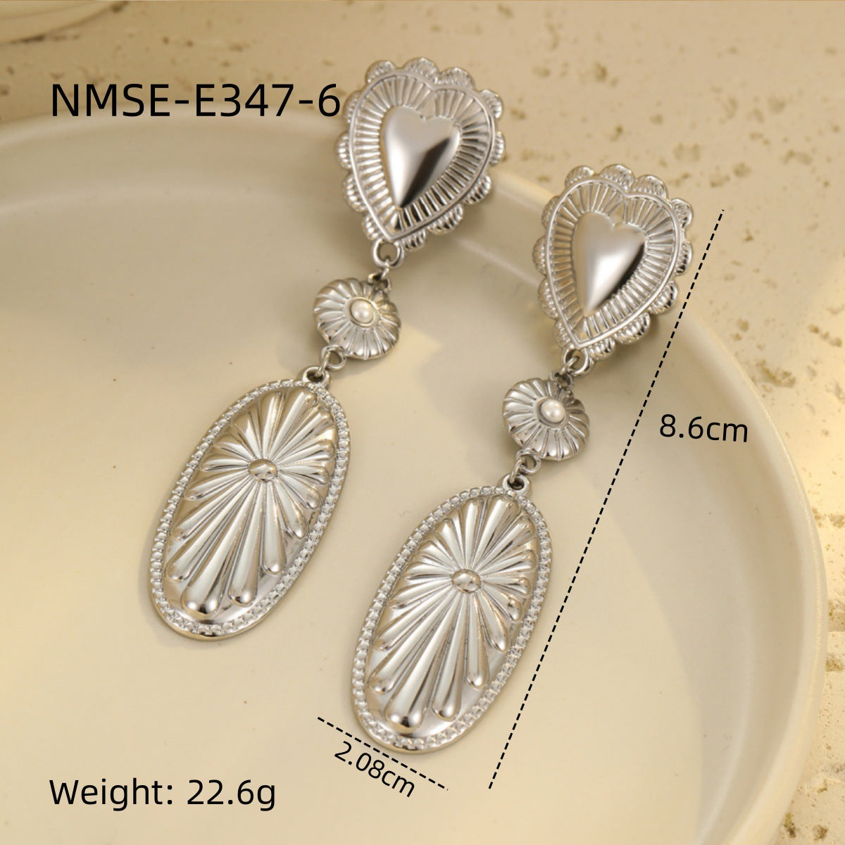 Wholesale Stainless Steel Tassel Heart Design Earrings