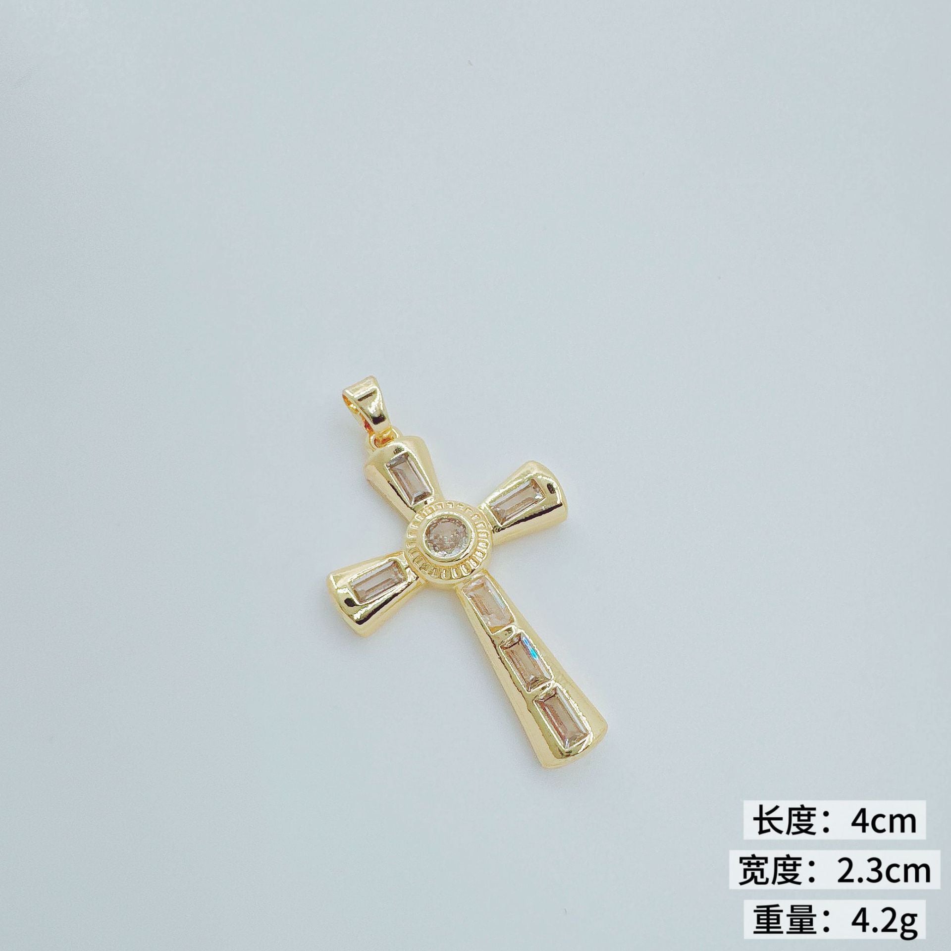 Wholesale Copper Hip Hop Cross Pendant with Micro Zircon - Trendy Collarbone Necklace for Women