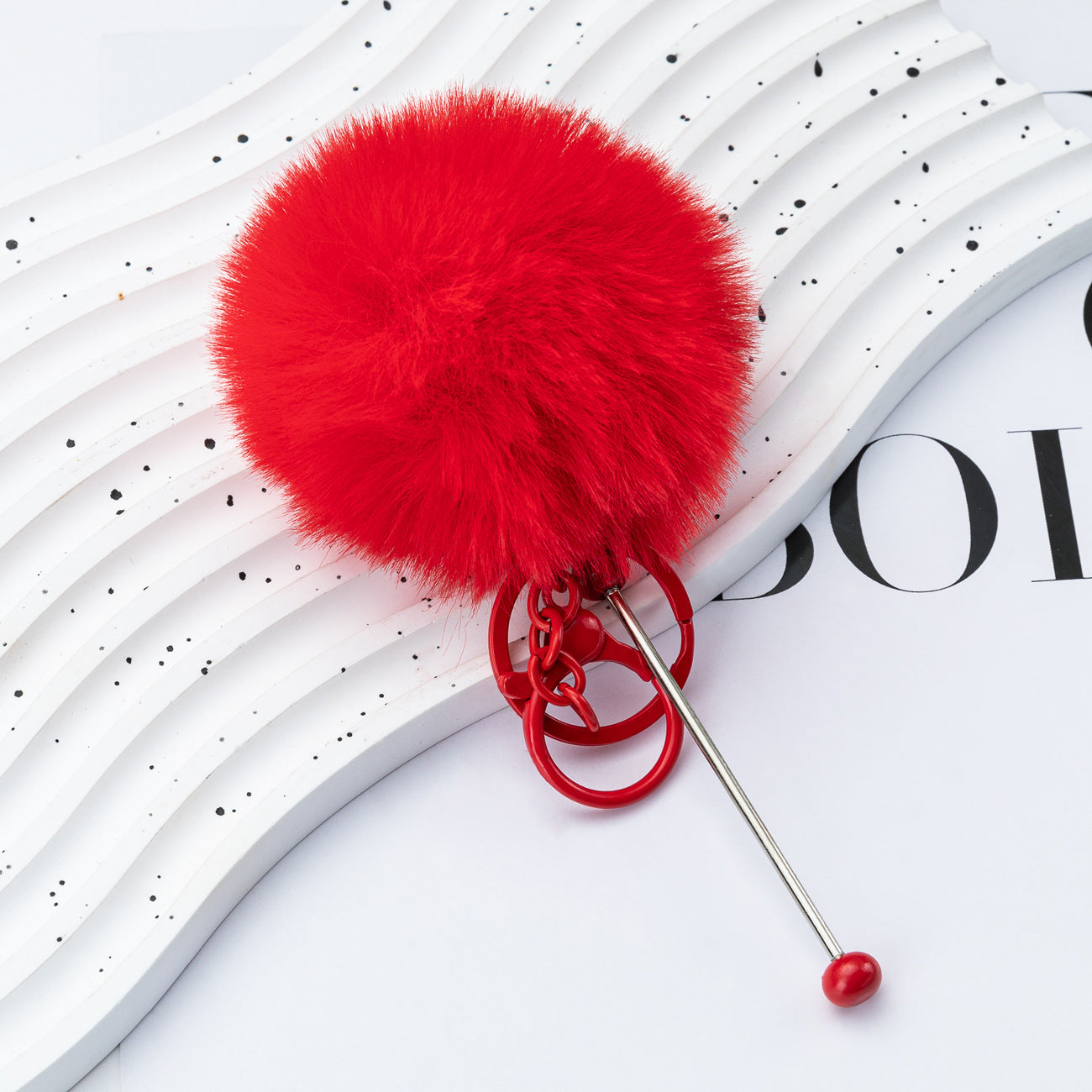 Wholesale DIY Beadable Plush Ball Keychain