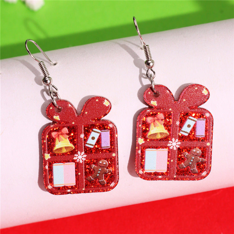 Wholesale Christmas house acrylic printing earrings