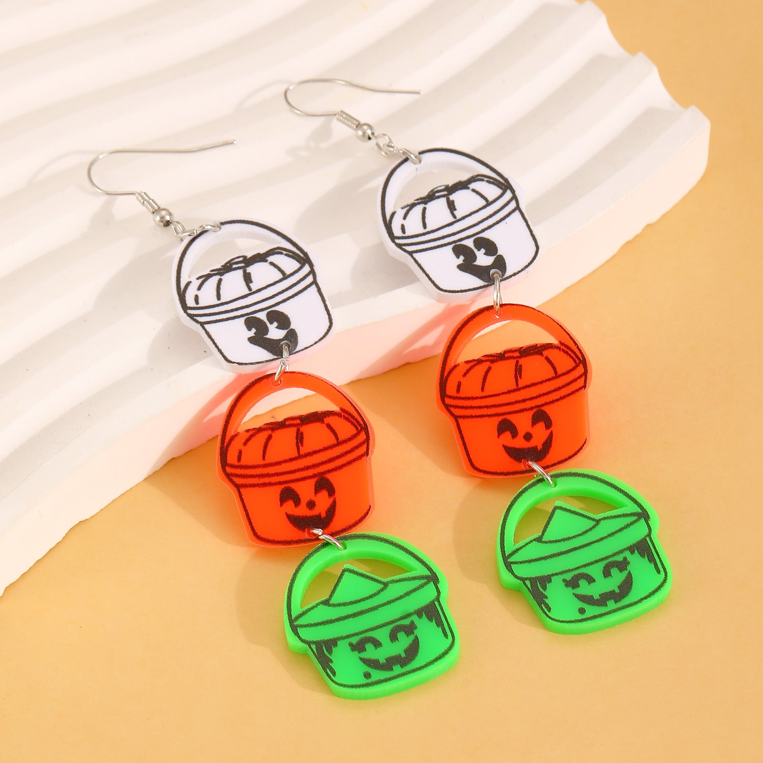 Wholesale Acrylic  Pumpkin Bat Basket Earrings for Party Wear Jewelry Accessory