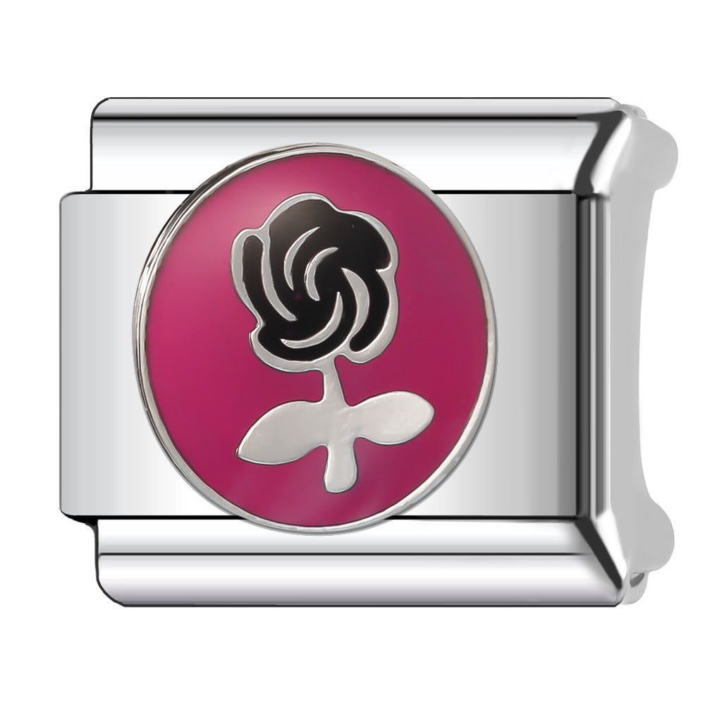 Wholesale Italian Charm Bracelet 9mm DIY Splicing Flower Series Stainless Steel Composable Bracelet