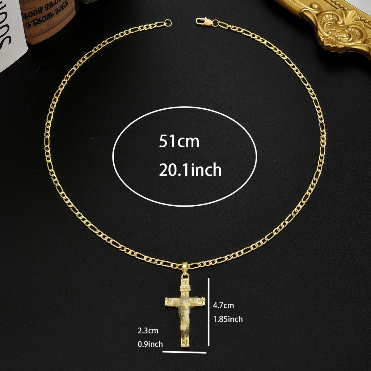 Wholesale Men' s Cross Pendant Necklace Trendy Figaro Chain Fashion Accessory Boutique Resale