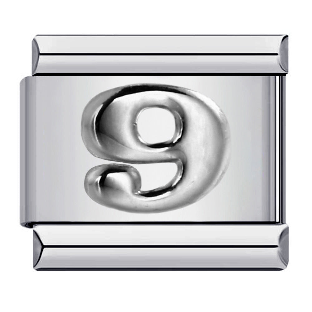 Wholesale Italian Charm Bracelet 9mm DIY Splicing Removable Arabic Numerals Stainless Steel Composable Bracelet