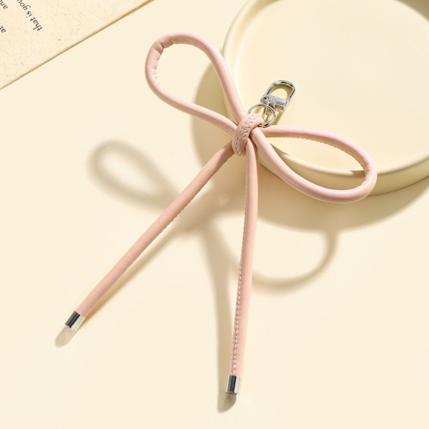 Wholesale Leather bow lanyard keychain