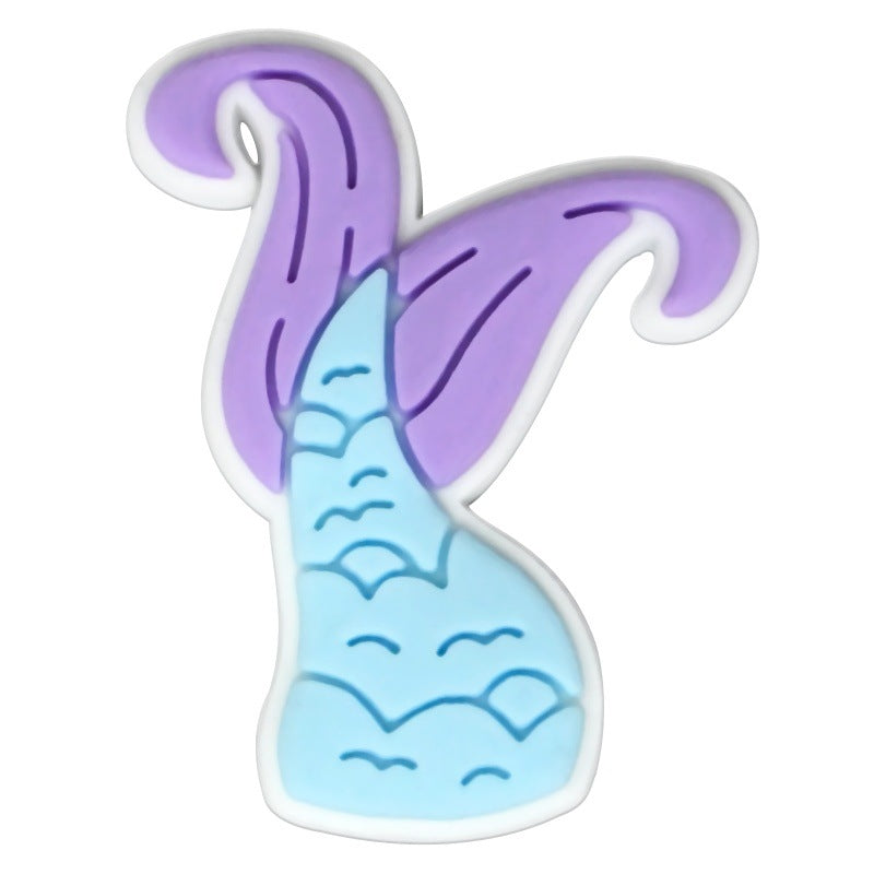 Wholesale Random 100pcs Colorful Mermaid Tail Series  PVC Soft Rubber Shoe Buckle Decoration