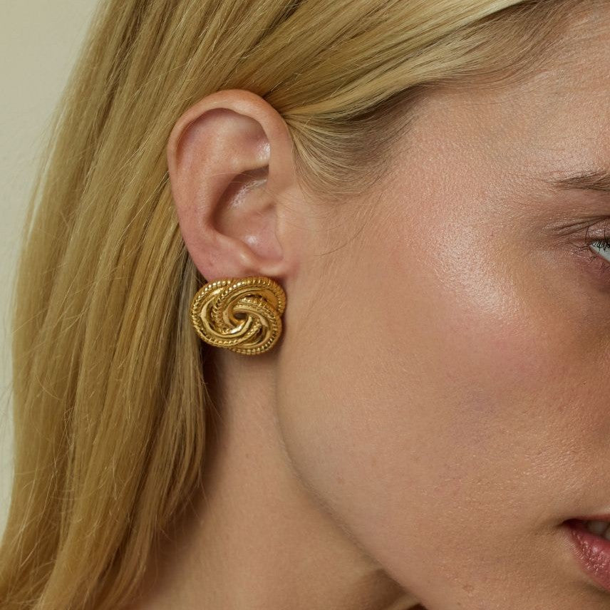 Wholesale  18k gold irregular vortex earrings three-ring winding thread earrings