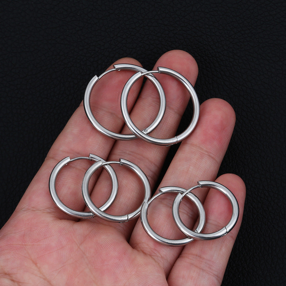 Wholesale Minimalist Stainless Steel Round Hoop Earrings Stylish Unisex Chic Fashion Jewelry Accessory for Everyday Wear