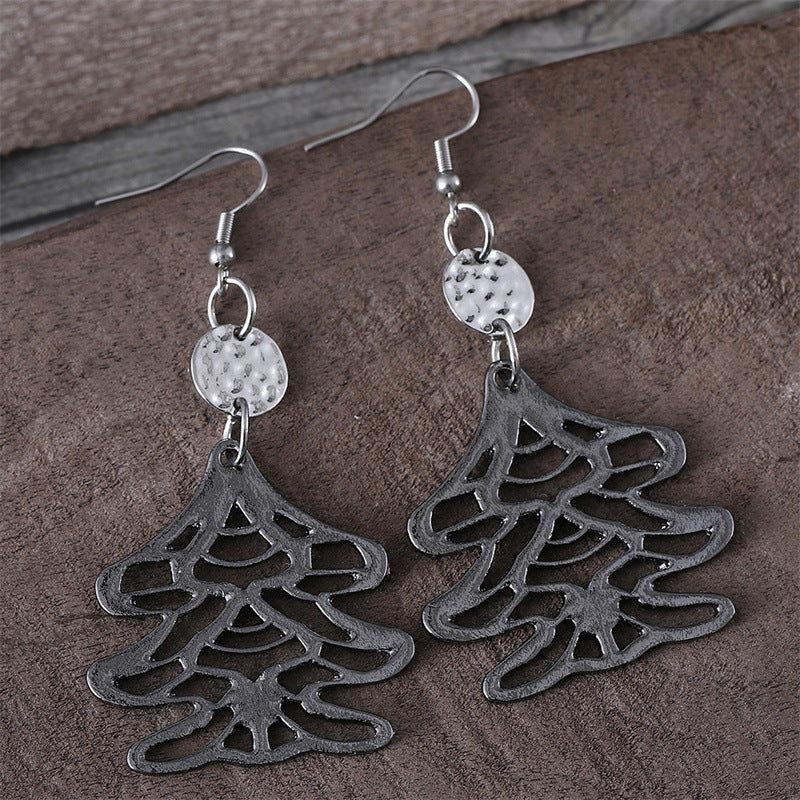 Wholesale Hollow Christmas Tree Earrings Retro Alloy Jewelry Accessory Gift