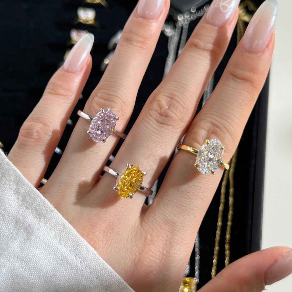 Wholesale 925 Sterling Silver Zircon Ring Women S Oval Radiant Cut High Carbon Diamond Look Jewelry Accessory Everyday Wear