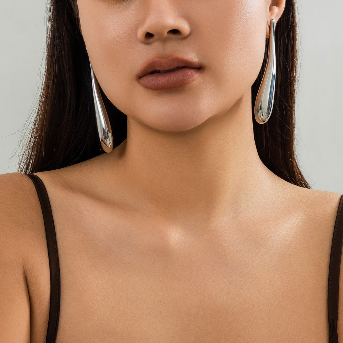 Wholesale Glossy Bean Earrings Plain Hoop Pleated Drop Earrings ACC-ES-XueRou005