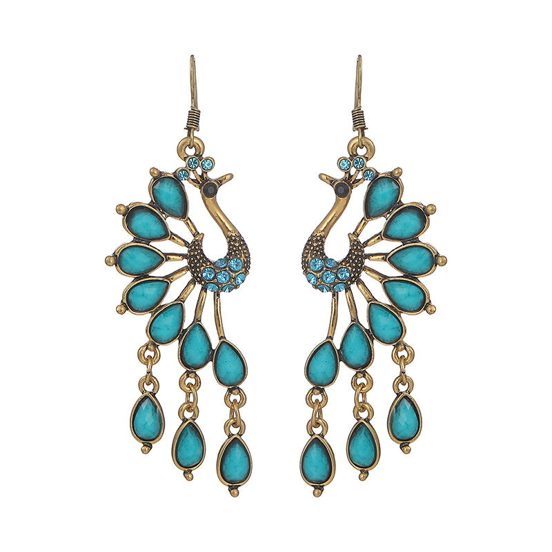 Wholesale Vintage Peacock Ethnic Style Hollow Earrings