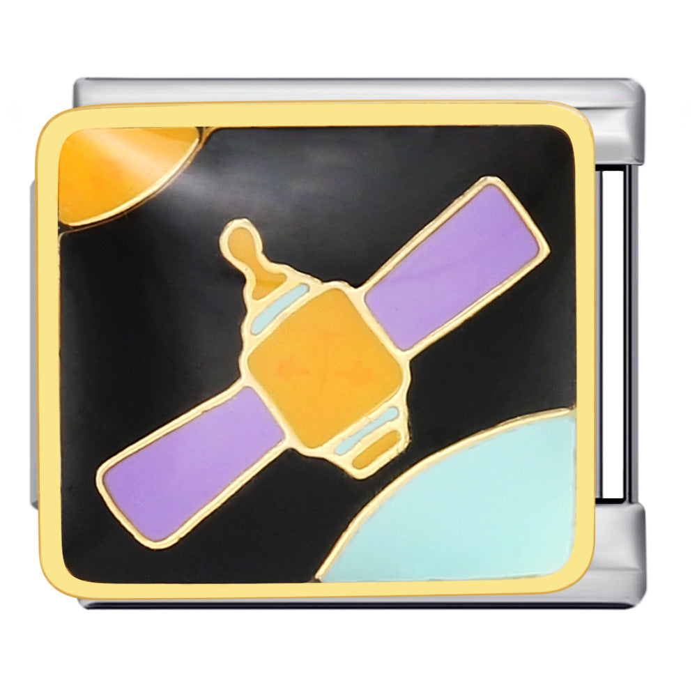 Wholesale Italian Charm Bracelet 9mm DIY Splicing Removable Space Moon Stainless Steel Composable Bracelet