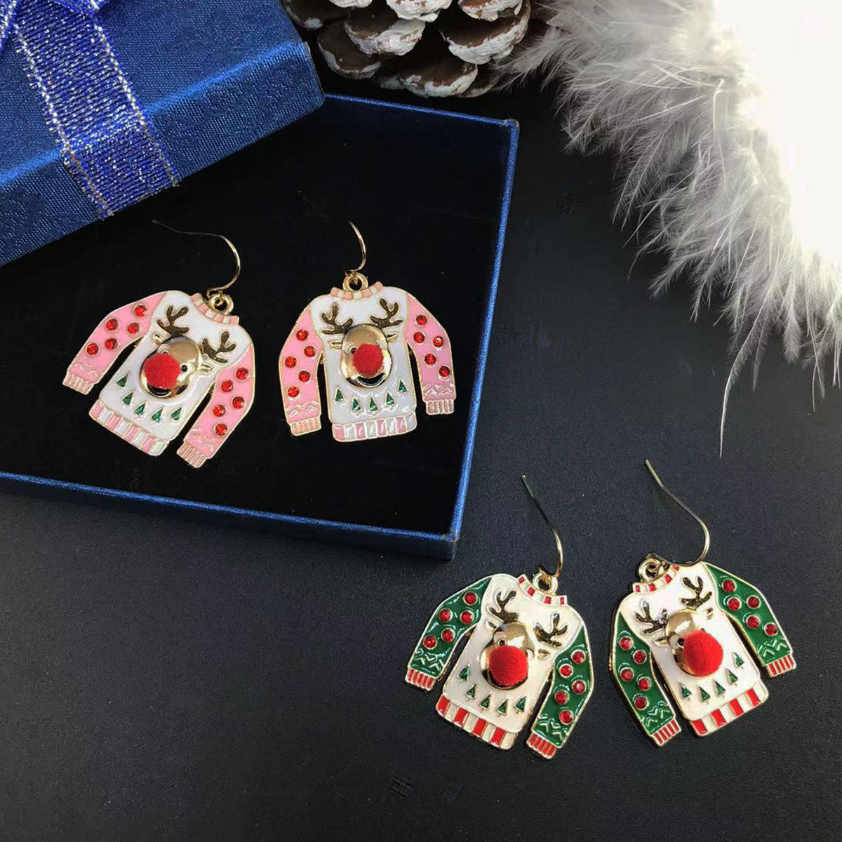 Wholesale Christmas Cute and Fun Little Clothes Enamel Earrings