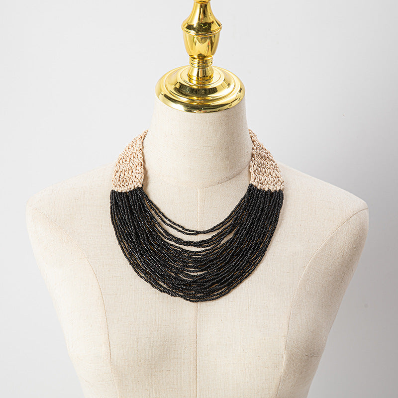 Wholesale Retro Ethnic Style Handwoven Rice Bead Necklace ACC-NE-Lant001