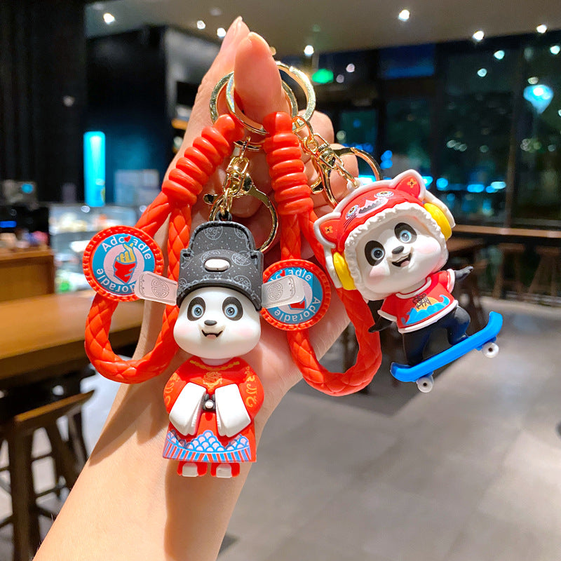 Wholesale Cartoon Cute Panda PVC Soft Keychains Silicone Creative Keychain ACC-KC-XinShu015