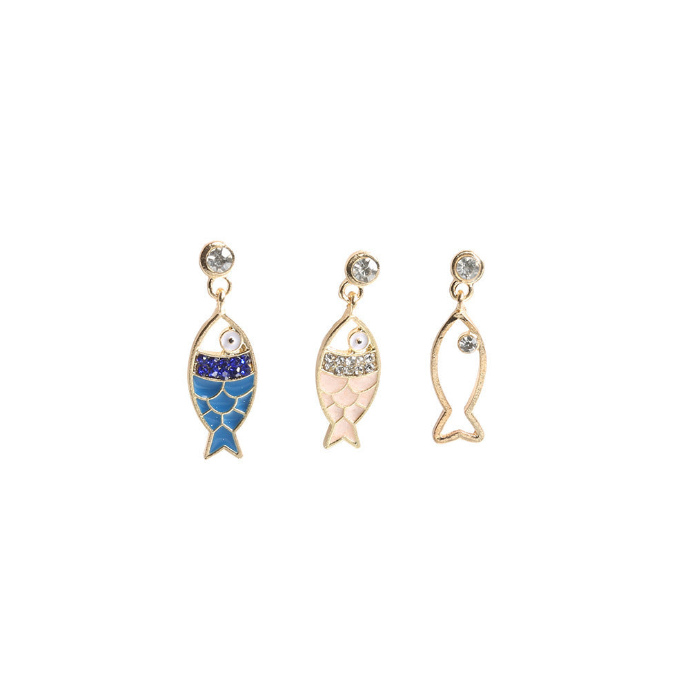 Wholesale Bohemian Fashion Personalized Diamond Hollow Fish  Earrings