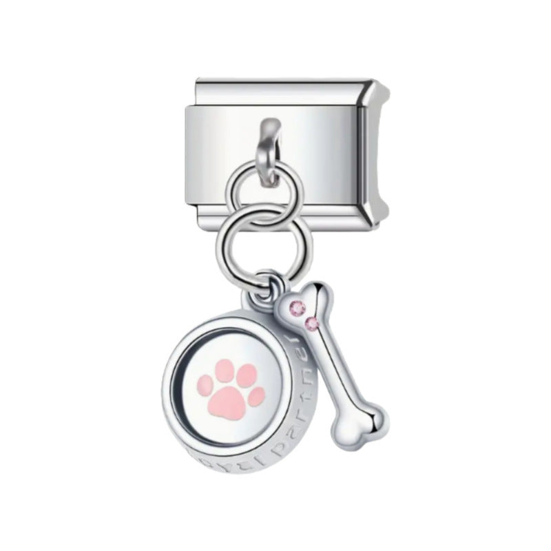 Wholesale Stainless Steel Cute Dog Pendant Charm DIY Modular for Bracelet Making Jewelry Accessory Gift
