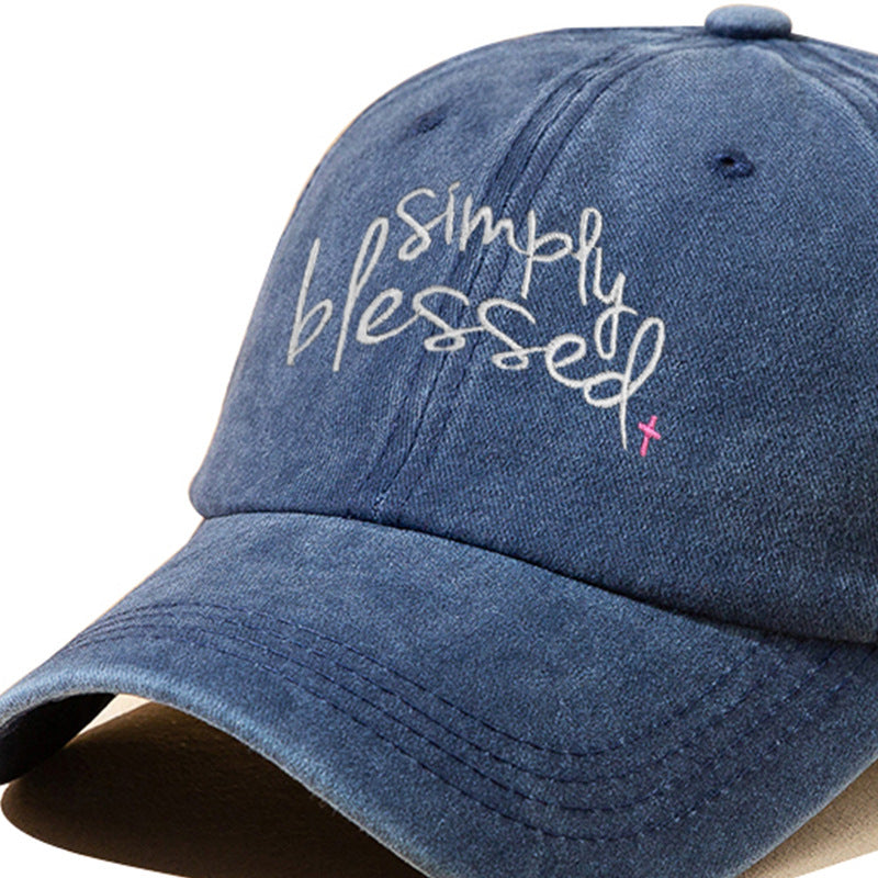 Wholesale Simply Blessed Embroidered Wide Brim Washed Baseball Cap Hat ACC-HT-BenDe001