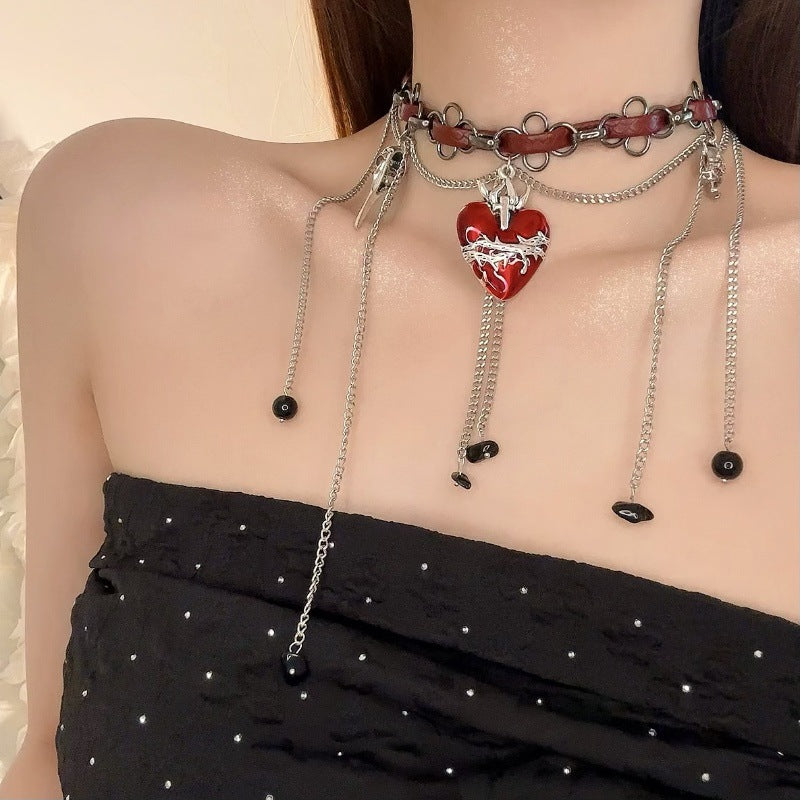 Wholesale Diablo Punk Multi-Layer Studded Leather Choker Chain