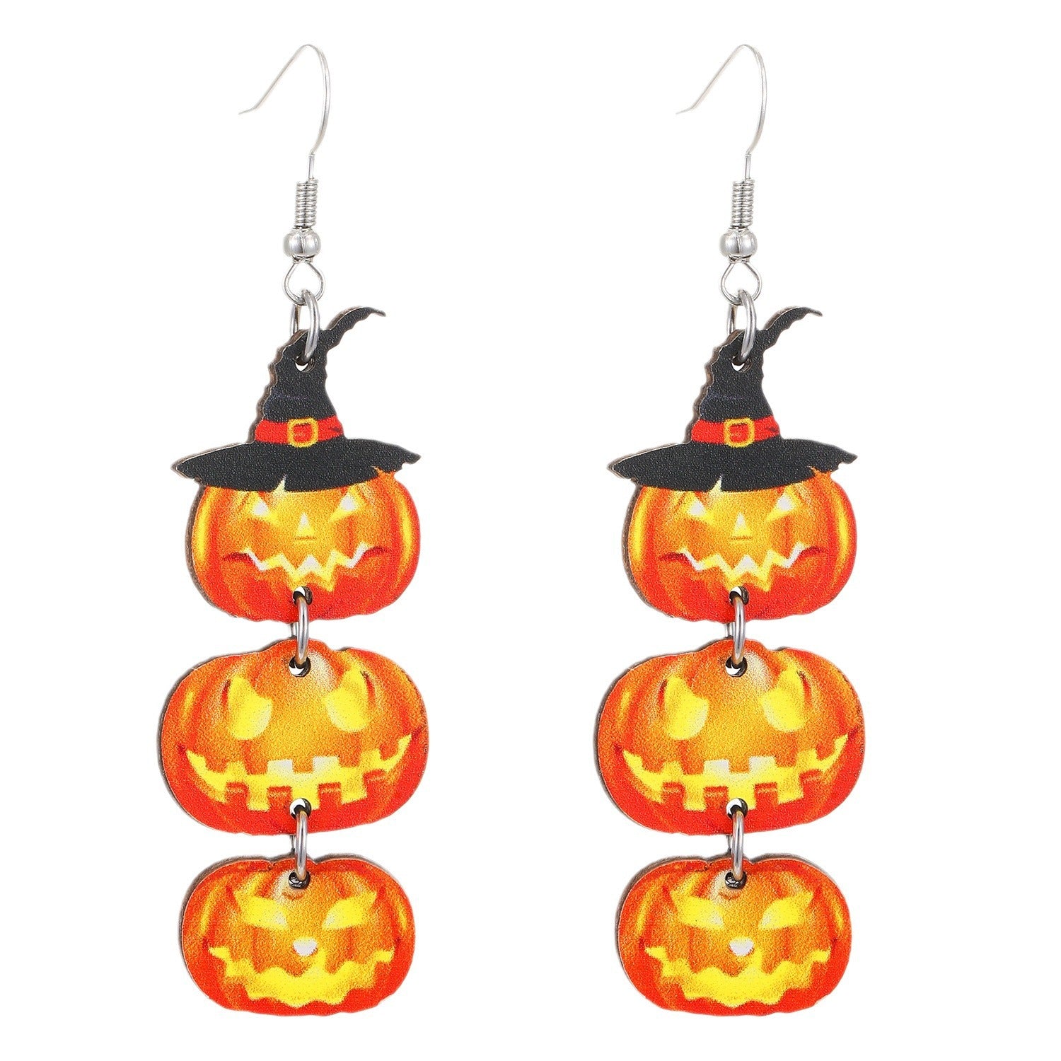 Wholesale  Pumpkin Skull Ghost Printed Wood Earrings Women' s Jewelry Accessory