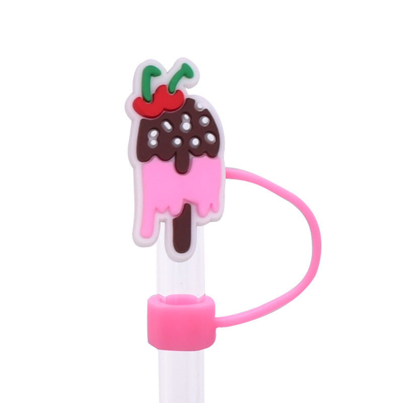 Wholesale Random 100pcs Cute Cartoon Dessert Straw Cover 10MM Straw Tube Cap