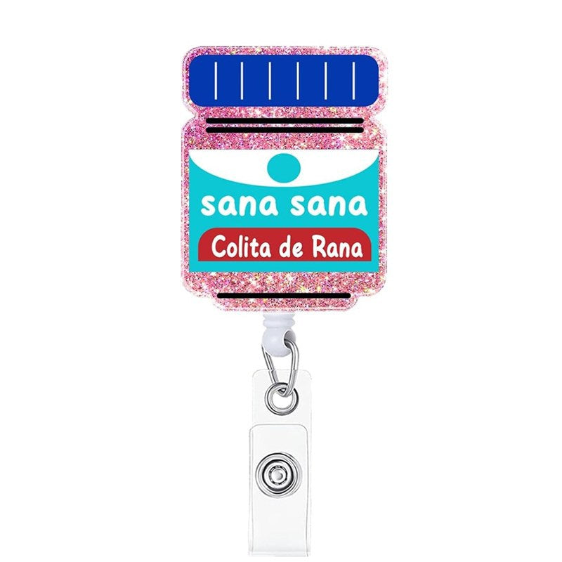 Wholesale Acrylic Glitter Heart Doctor Retractable Rotating Badge Reel Keychain ACC-KC-LingYu003