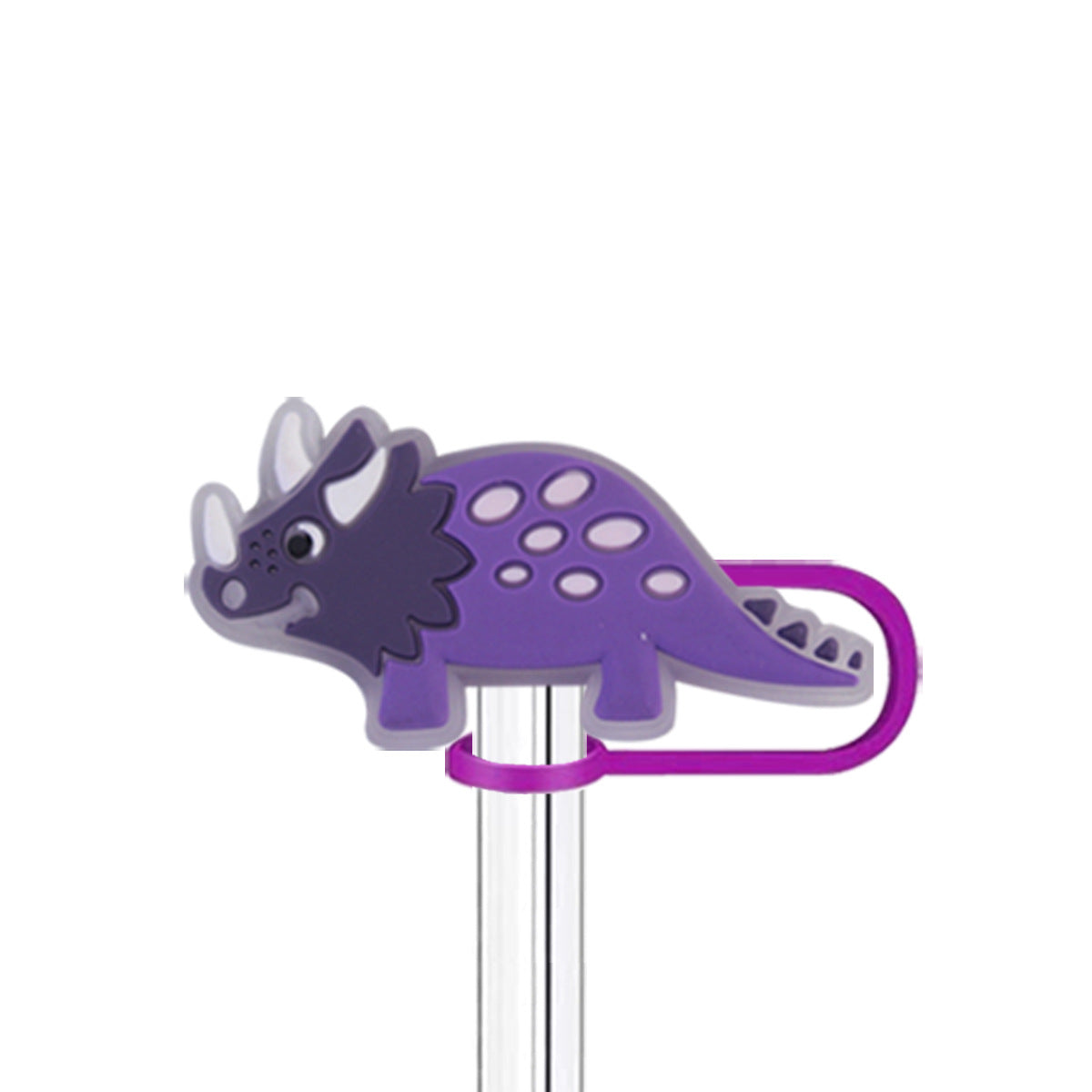 Wholesale  10pcs Cartoon Dinosaur 10mm PVC Soft Straw Tube Cap