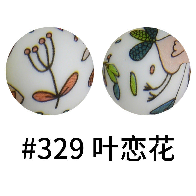 Wholesale 50pcs 15mm Western Style Leopard Skull Color Aztec Printed Silicone Balls Beads ACC-BDS-HeSheng004