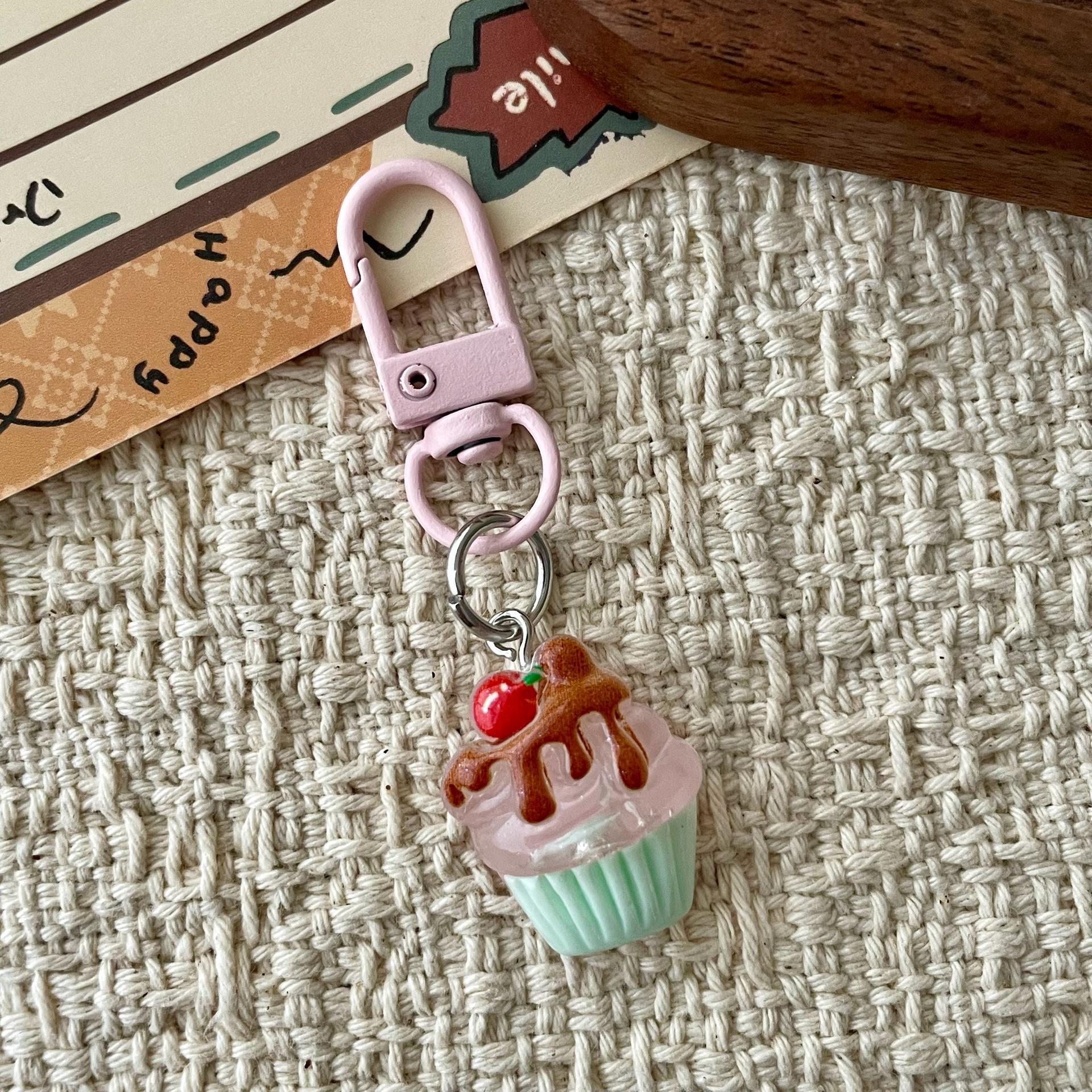 Wholesale Transparent Cake Dessert Keychain Resin Bag Charm for Fashion Boutique Resale