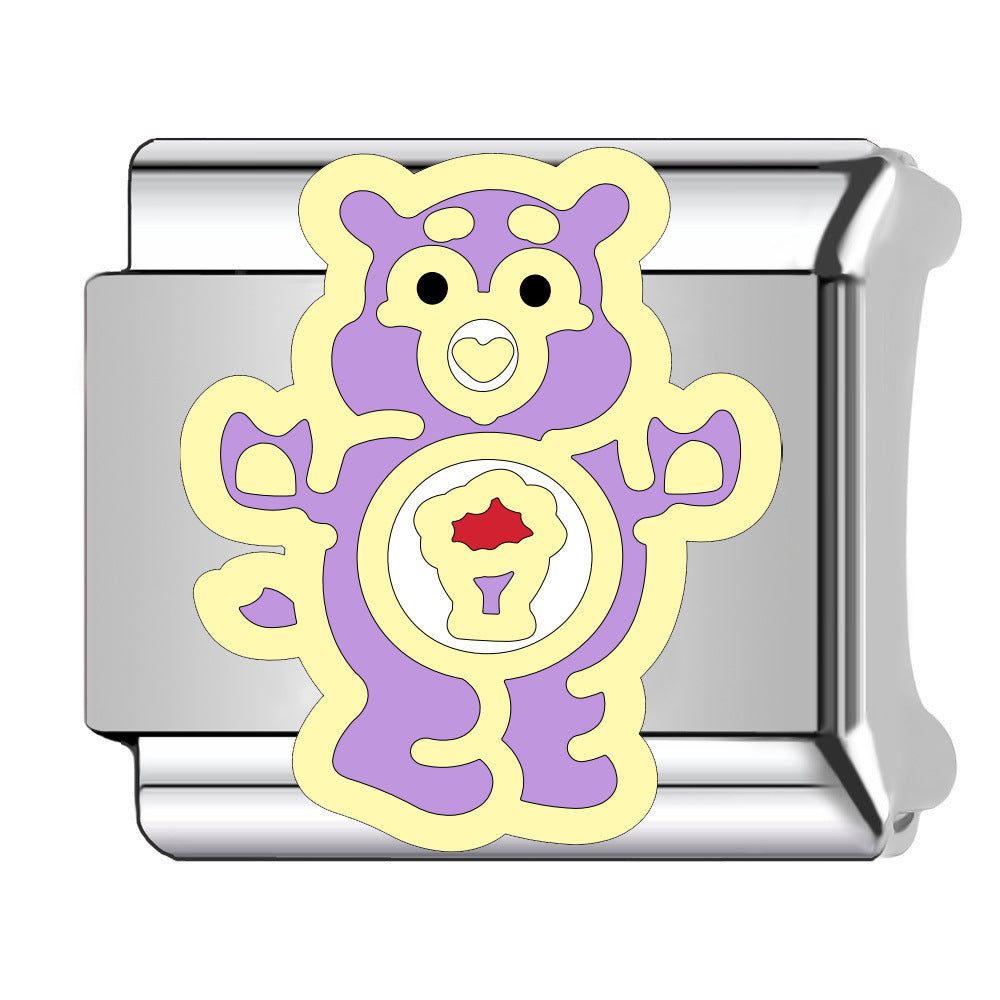 Wholesale Italian Charm Bracelet 9mm DIY Cartoon bear   Creative Stainless Steel Composable Bracelet