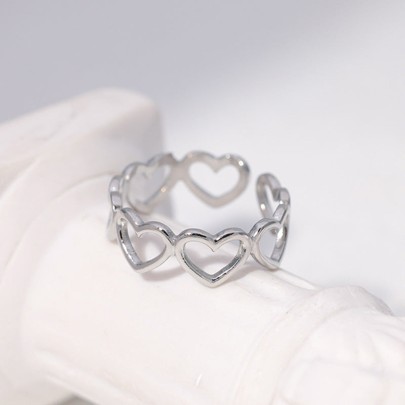 Wholesale Leaf Heart Shape Open Stainless Steel Rings ACC-RS-Manguo005