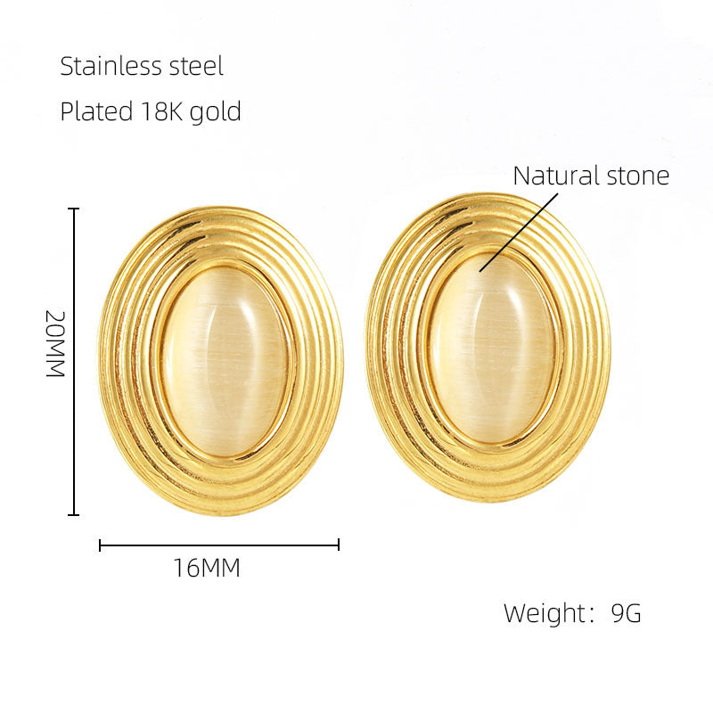 Wholesale Stainless Steel Natural Stone Earrings  ACC-ES-ZhongXin011