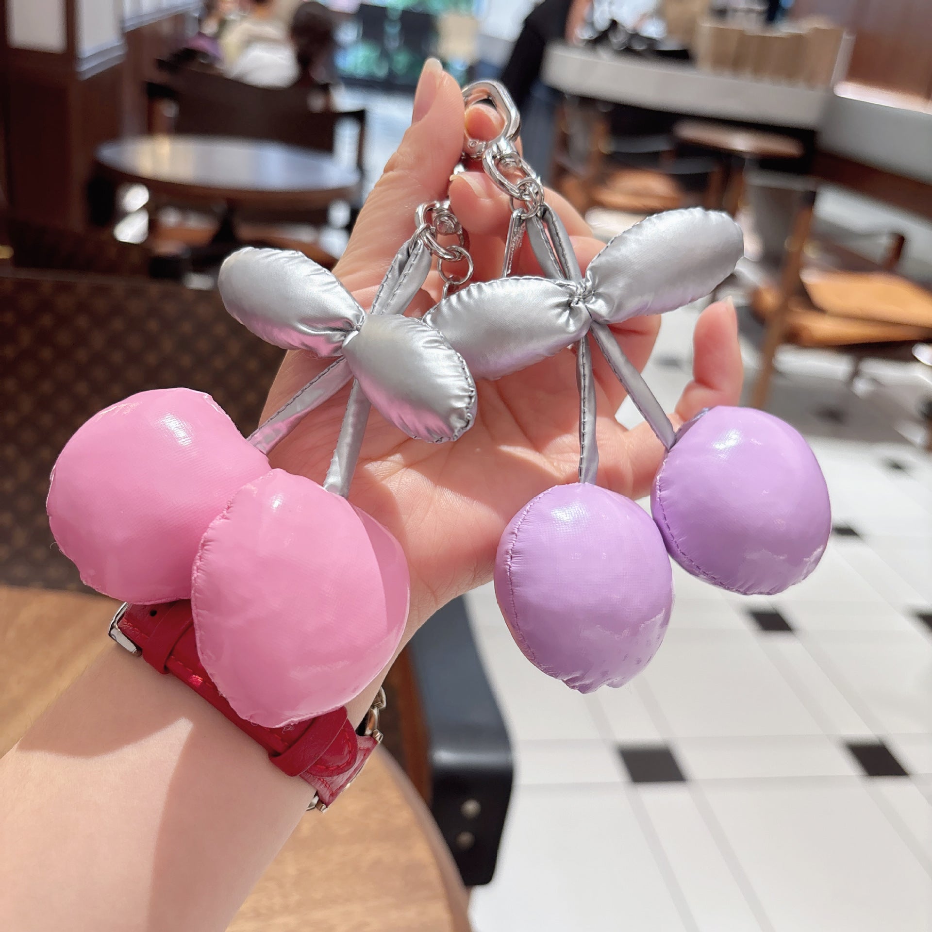 Wholesale PU-filled cherry pendant CCD keychain