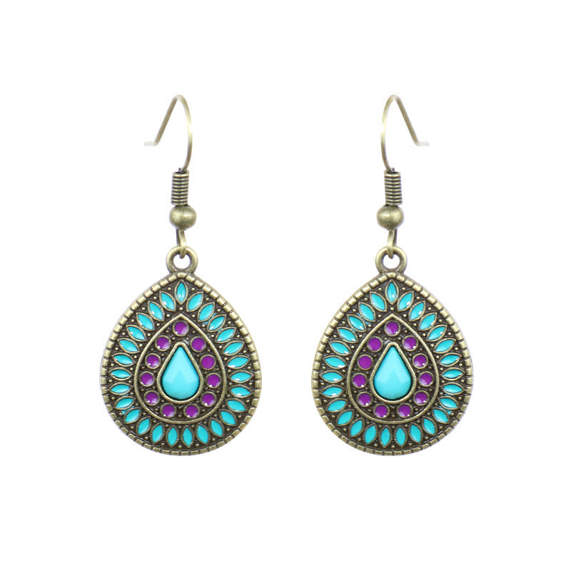 Wholesale Alloy Clear Drip Oil Geometric Bohemian Earrings for Women Fashion Accessory