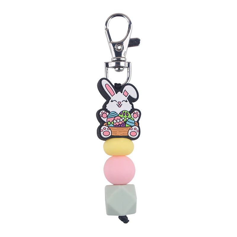 Wholesale Silicone Beaded Bracelet Jewelry Creative DIY Cartoon Rabbit Keychain