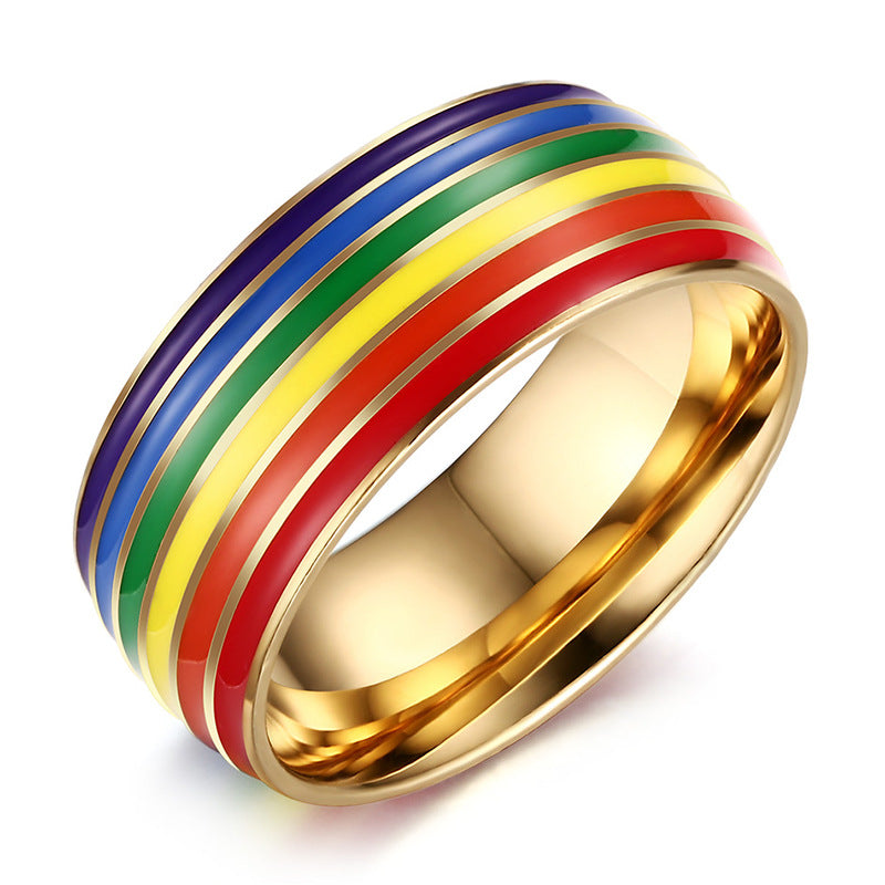 Wholesale Six Colors Rainbow LGBT Gay Titanium Steel Stainless Steel Ring ACC-RS-Guangg001