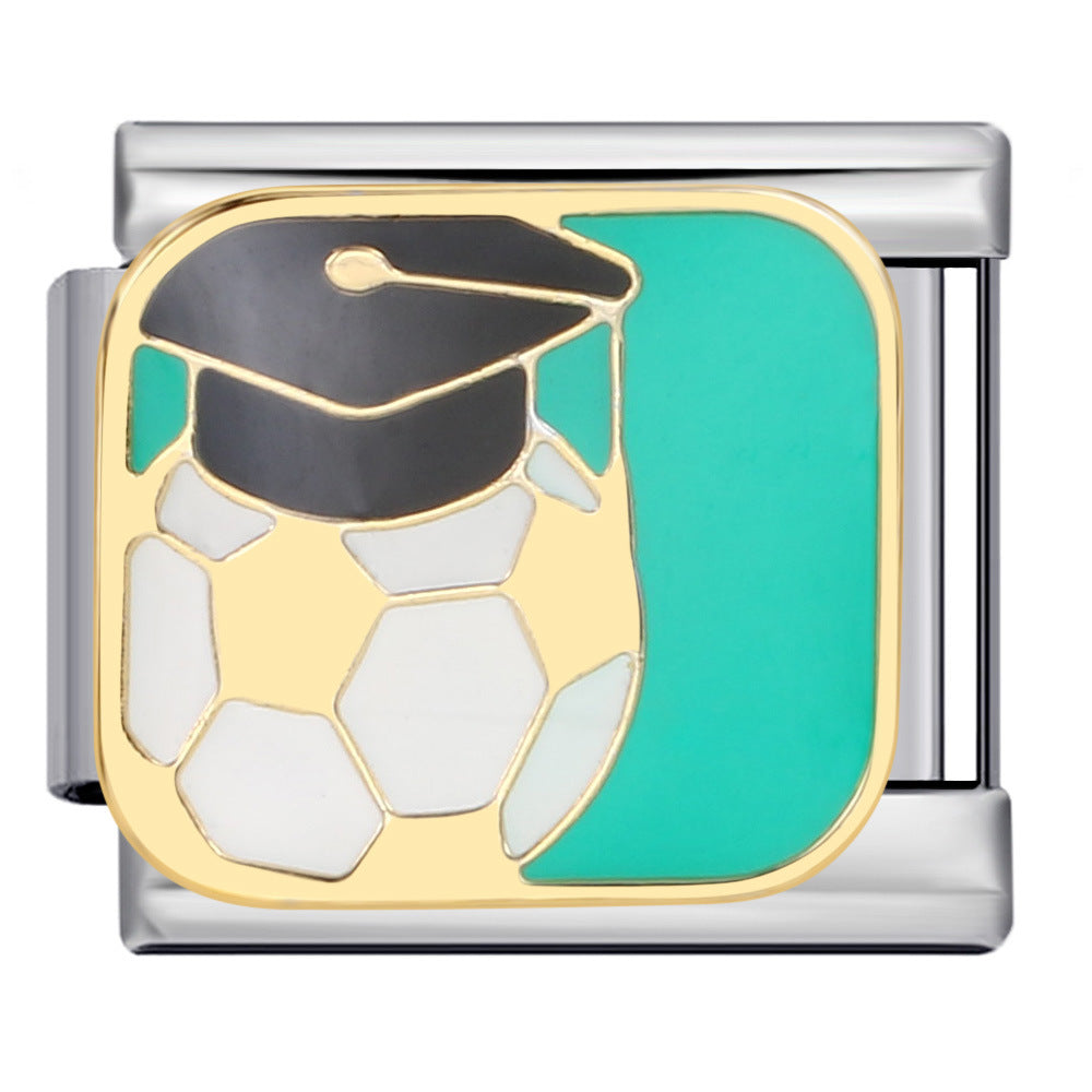 Wholesale Italian Charm Bracelet 9mm DIY Splicing Removable Gold Plated Oil Drop Cartoon Stainless Steel Composable Bracelet