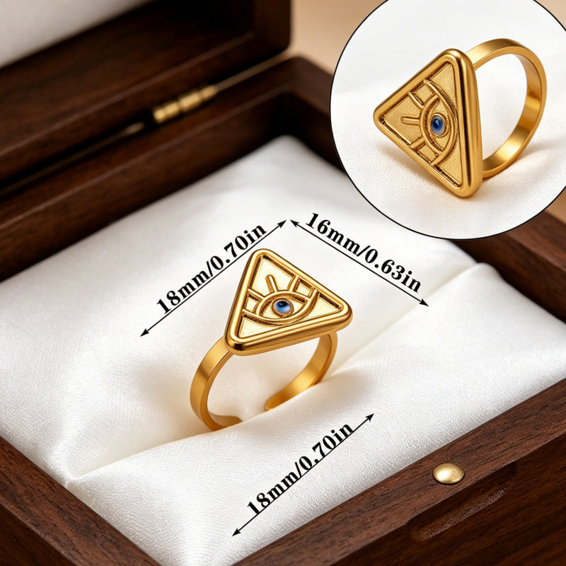 Wholesale Fashion Evil Eye Open Ring Adjustable Stainless Steel Turkish Blue Eye Jewelry Accessory