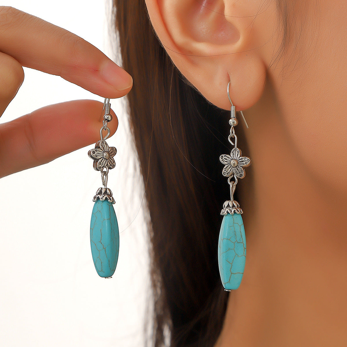 Wholesale  bohemian Retro ethnic style turquoise dangle earrings