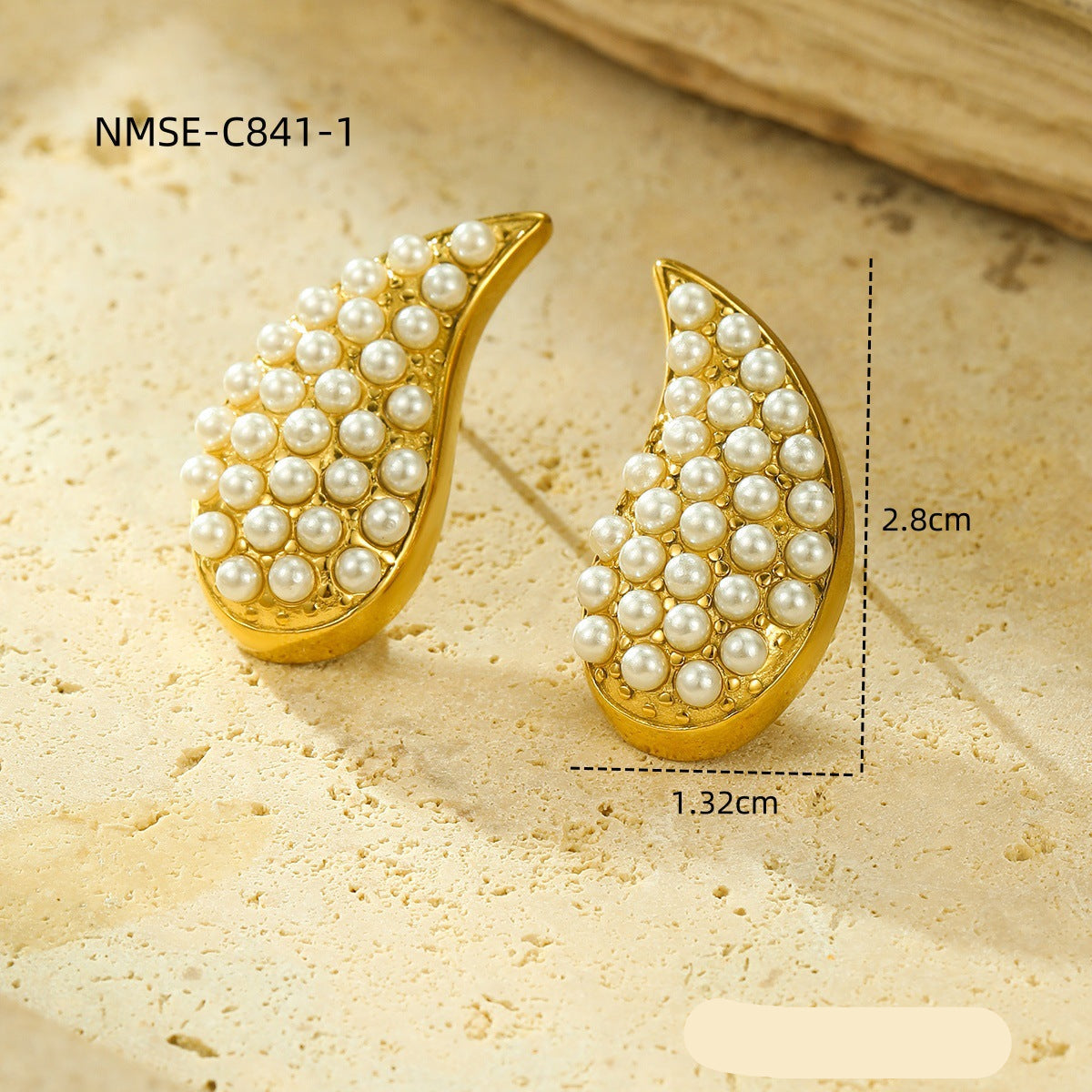 Wholesale  18K gold water drop texture stainless steel irregular earrings