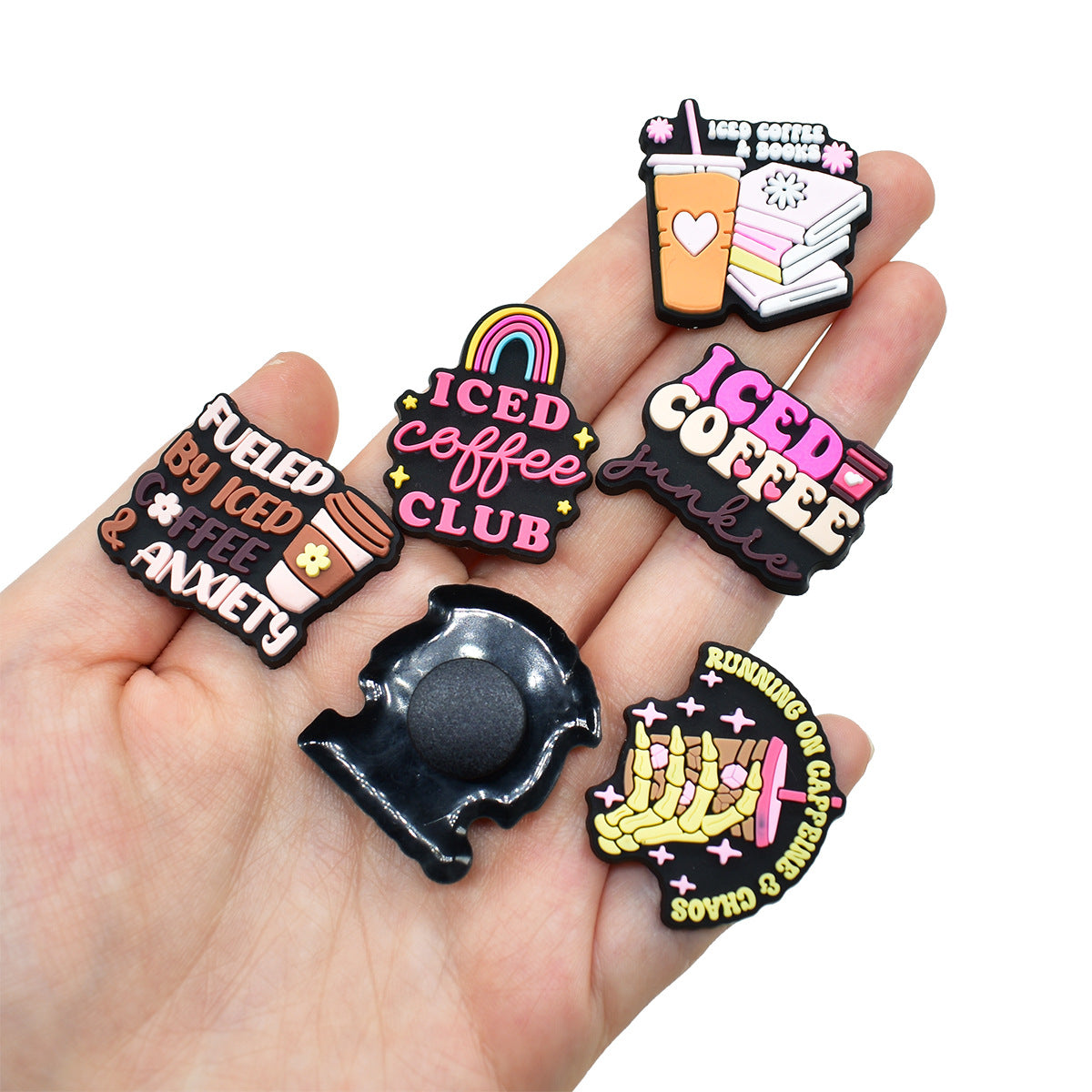 Wholesale Random 100pcs  coffee series   PVC Soft Rubber Shoe Buckle Decoration