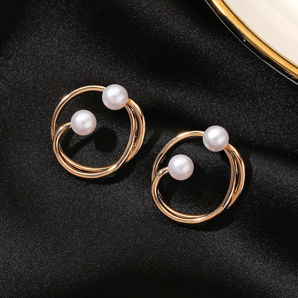 Wholesale  diamond-embedded geometric earrings