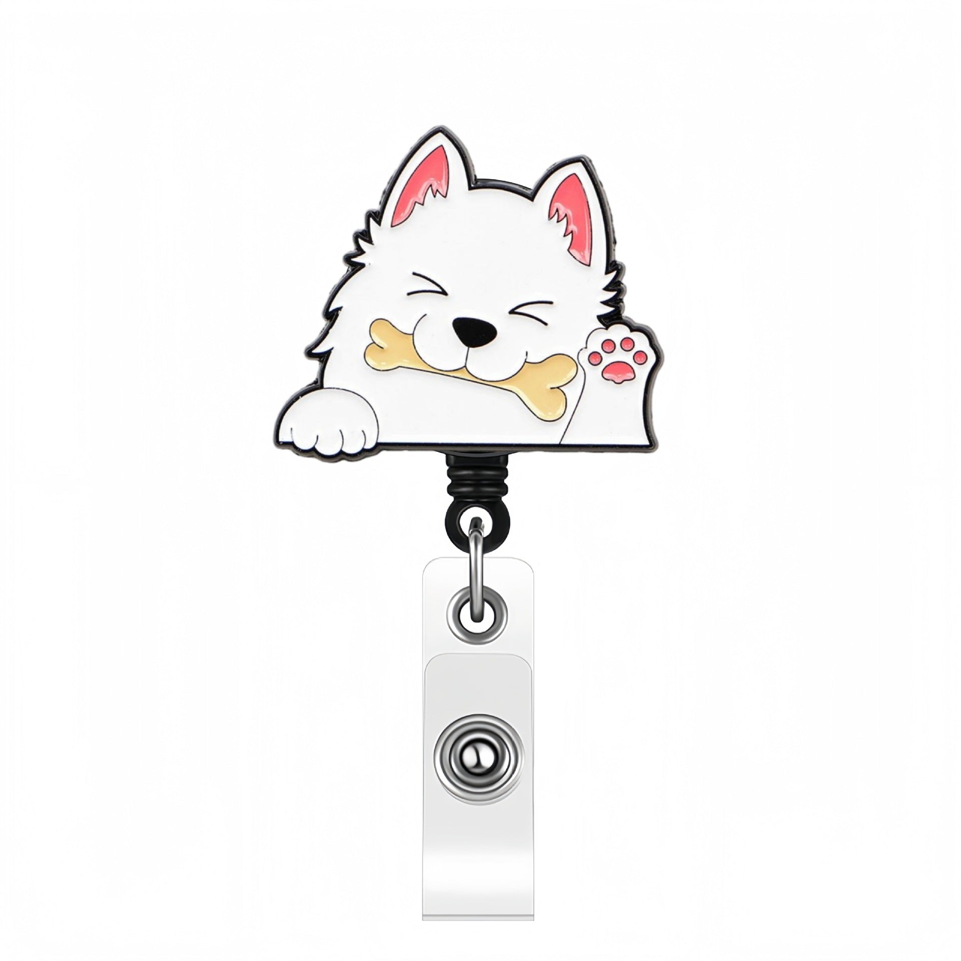 Wholesale Cute Cartoon Pet Dog Acrylic Retractable Rotating Badge Keychain