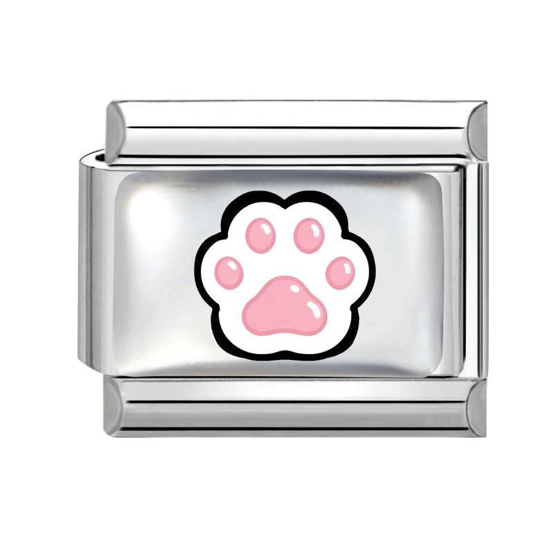 Wholesale Cute Pet Paw Print Charms Stainless Steel For DIY Bracelet Making Fashion Jewelry Accessory Gift