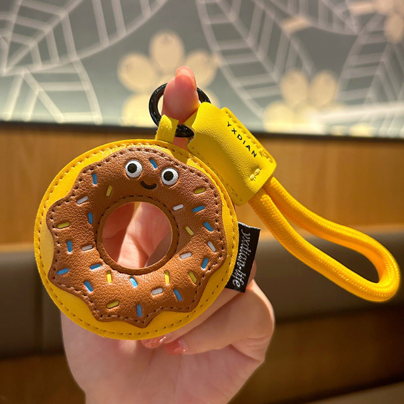Wholesale Leather Cartoon Food Keychain Pizza Hamburger Pendant For Boys Girls Backpack Car Key Gift