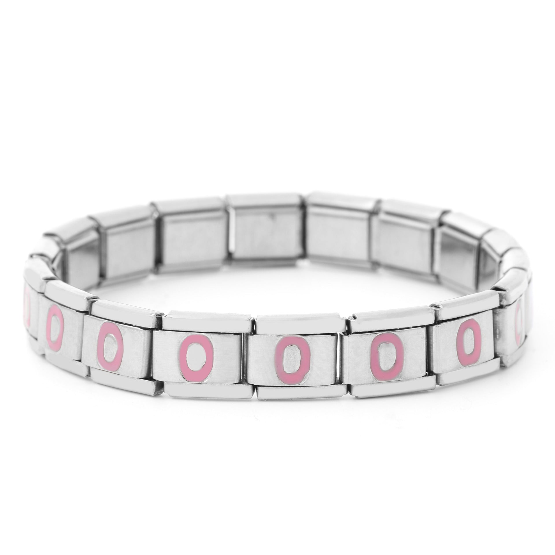 Wholesale Italian Charm Bracelet 9mm DIY Spliced Removable Stainless Steel Pink Composable Bracelet ACC-BT-XY030