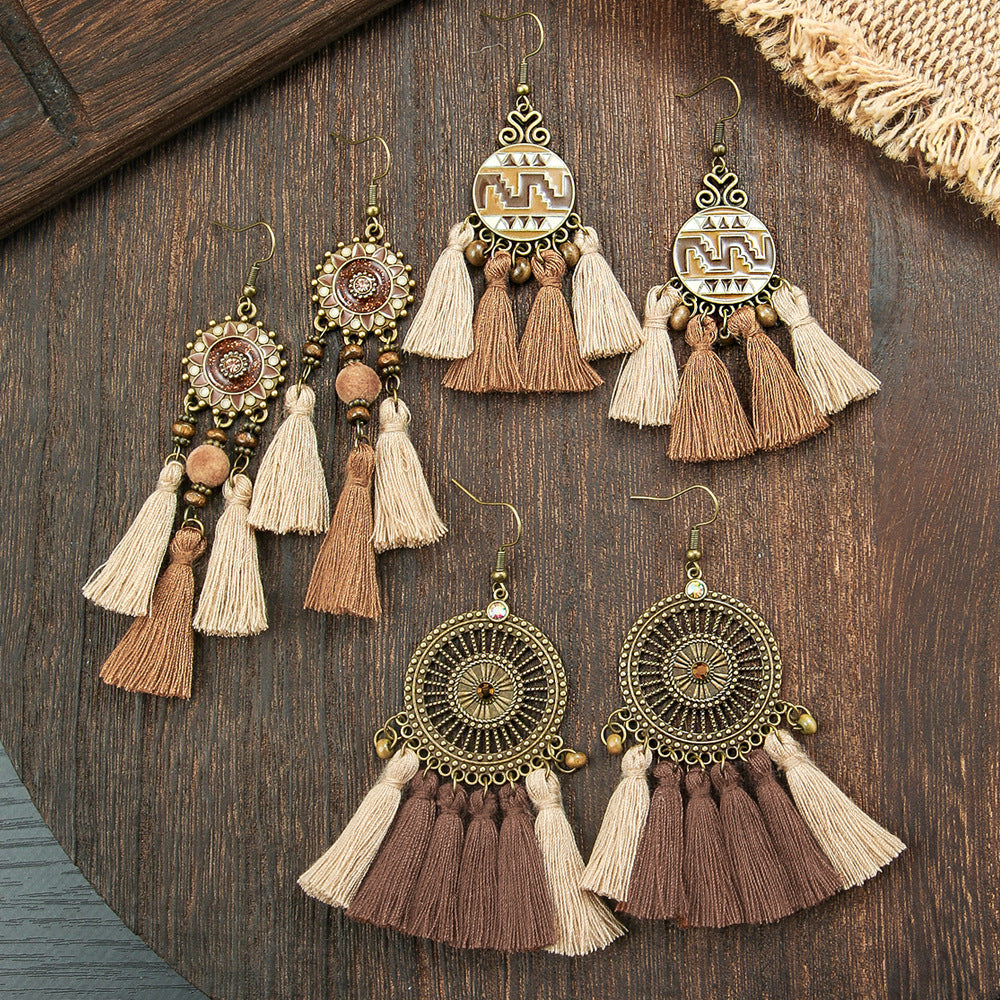 Wholesale Bohemian Hand-Woven Tassel Earrings for Everyday Wear Fashion Accessory